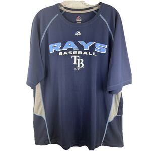 Tampa Bay Devil Rays MLB T Shirt Jersey Adult XL Blue Gray Majestic Fan Gear